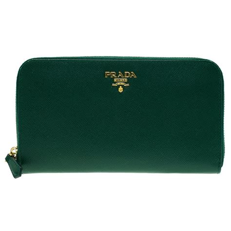 prada wallet green color|Prada saffiano zipper wallet.